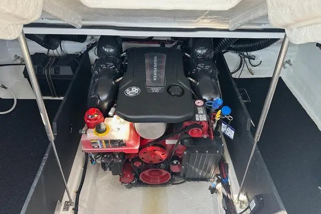 Slide: The Image of Engine compartment of a 2026 Regal LS9 boat, showcasing a powerful inboard motor. - 10