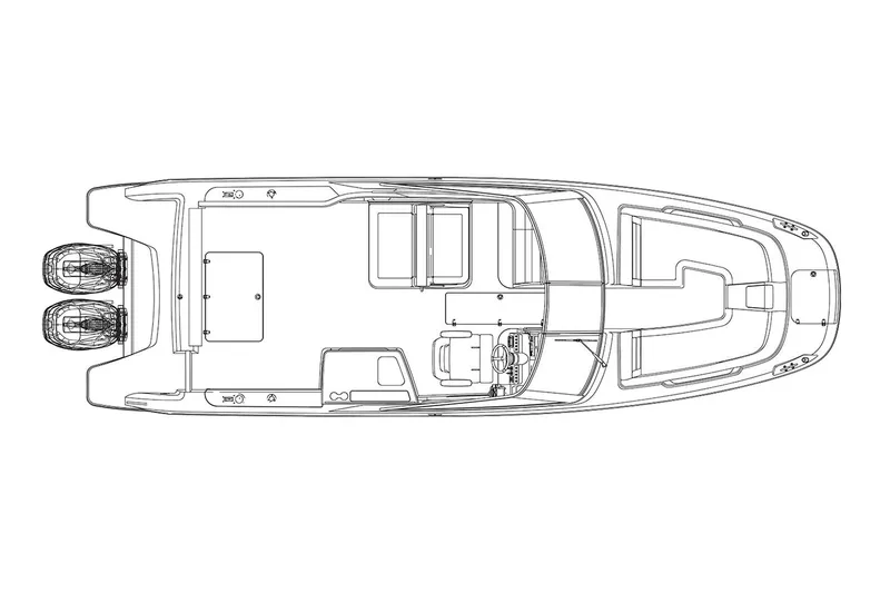 Slide: The Image of Manufacturer Provided Image: Top view schematic of 2020 Boston Whaler 270 Vantage boat layout. - 30