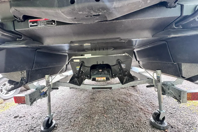 Slide: The Image of Underneath view of 2023 Sea-Doo Switch Cruise 21 on a trailer. - 7