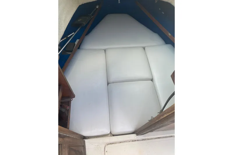 Slide: The Image of 1984 Hydra-Sports 2250 WA cabin interior with cushioned seating. - 4