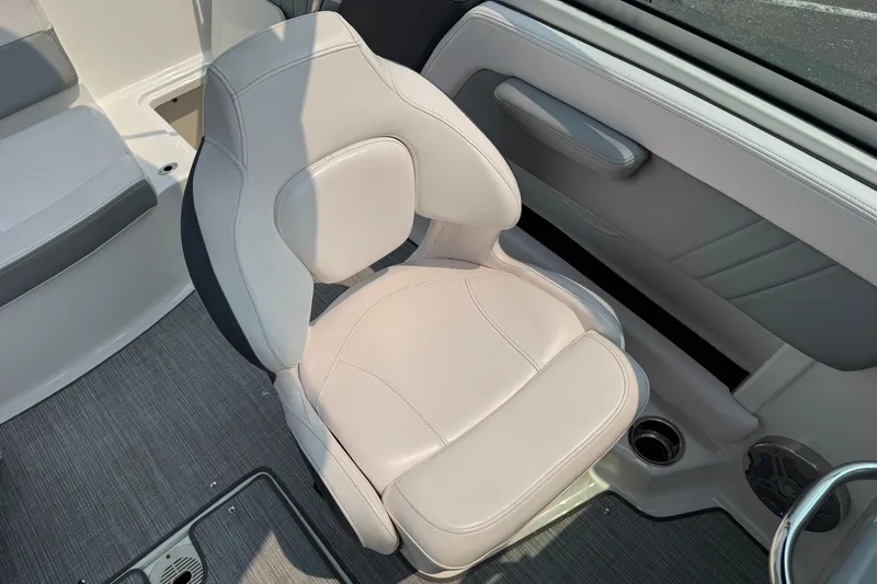 Slide: The Image of 2020 Chaparral 21 Surf boat interior with a sleek, modern seat design. - 17