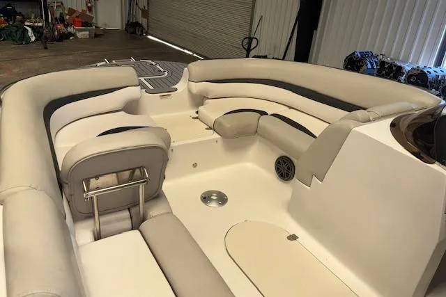 Slide: The Image of 2022 Starcraft Starstep 221 boat interior with spacious seating and modern design. - 15