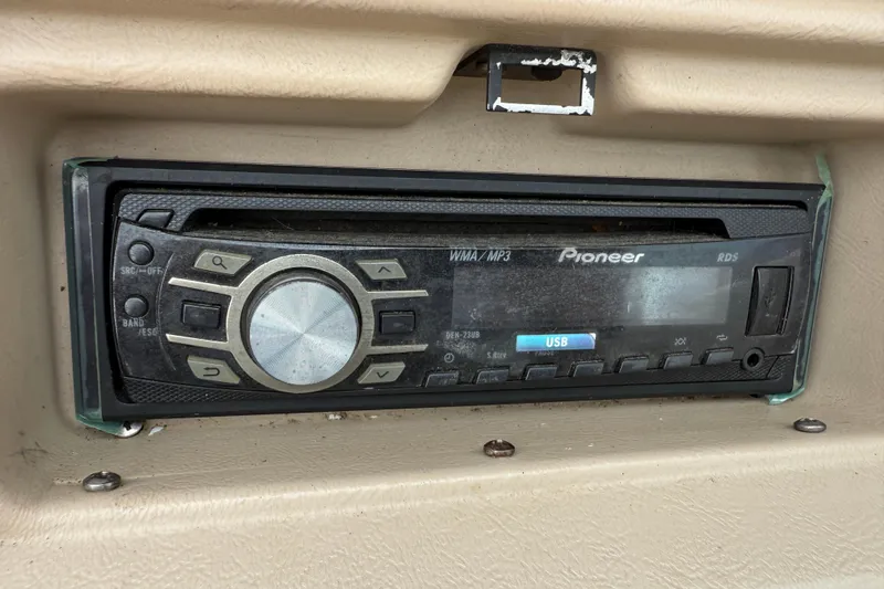 Slide: The Image of Pioneer stereo system in 1995 Sea Ray 220 Cuddy Cabin boat dashboard. - 14