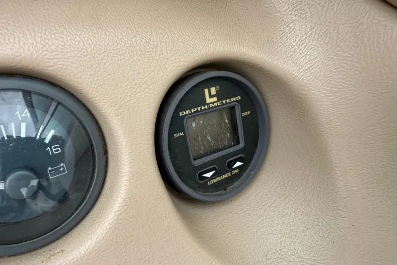 Slide: The Image of Depth meter and gauge on 1995 Sea Ray 220 Cuddy Cabin dashboard. - 15