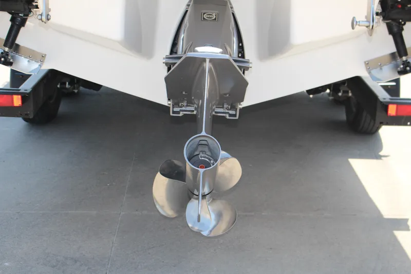 Slide: The Image of 2025 Cobalt R8 Surf boat propeller and stern view. - 40