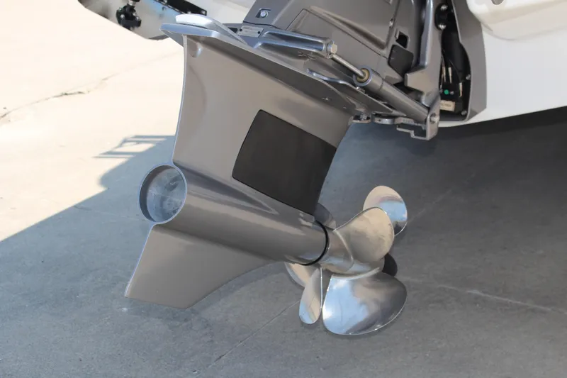 Slide: The Image of 2025 Cobalt R8 Surf boat propeller and outdrive detail. - 41