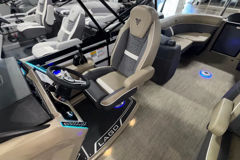 Slide: The Image of Luxurious interior of 2026 Viaggio Z24U boat with modern seating and steering console. - 14