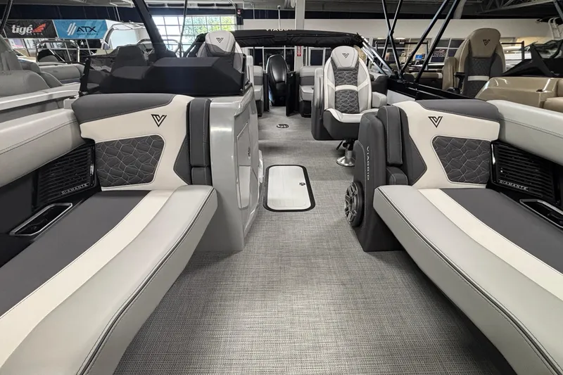 Slide: The Image of Luxurious interior of 2026 Viaggio D22U boat with modern seating and sleek design. - 5