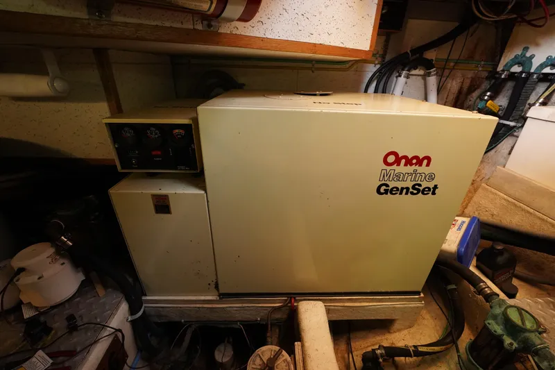 Slide: The Image of Onan Marine GenSet in 1986 Ocean Alexander 40 Double Cabin engine room. - 26
