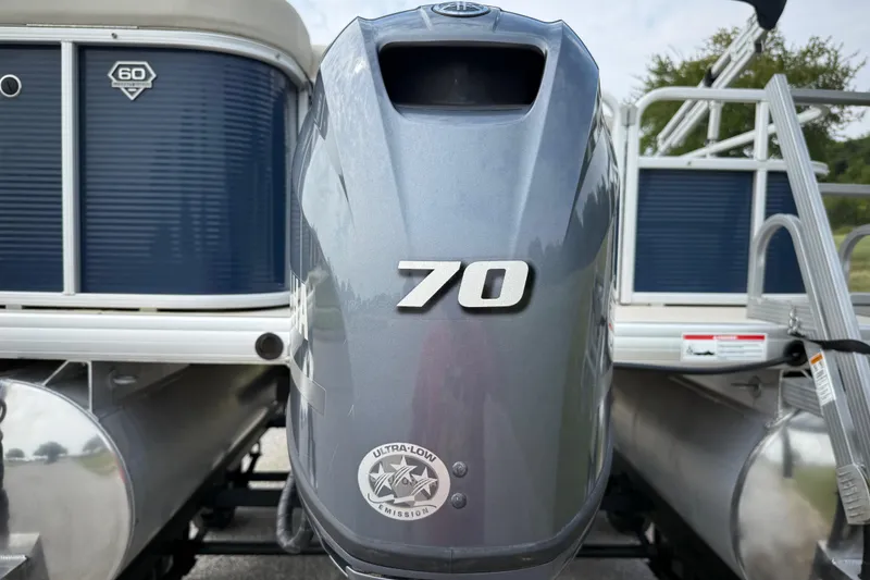 Slide: The Image of 2018 Sweetwater Sunrise 206 F pontoon boat on trailer with Yamaha outboard motor. - 25