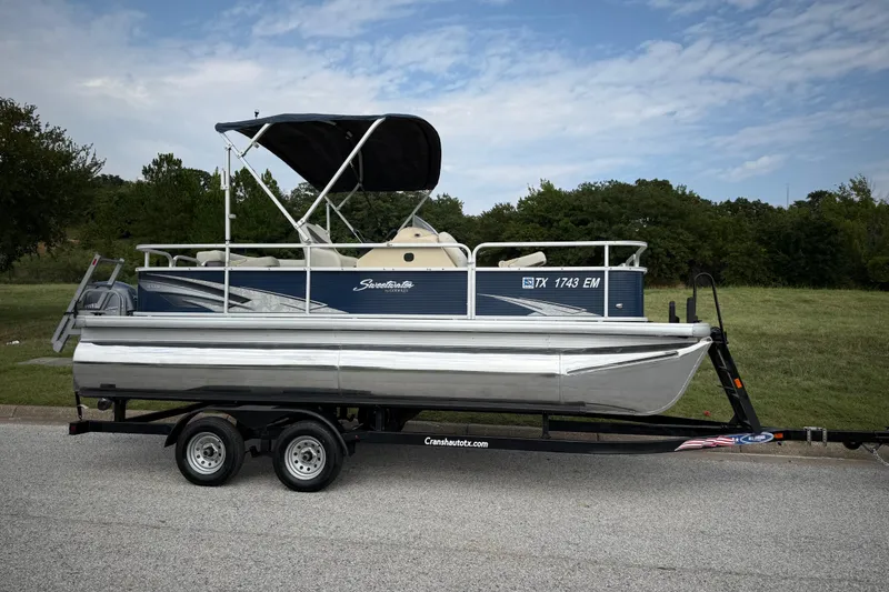 Slide: The Image of 2018 Sweetwater Sunrise 206 F pontoon boat with Yamaha motor on trailer. - 31