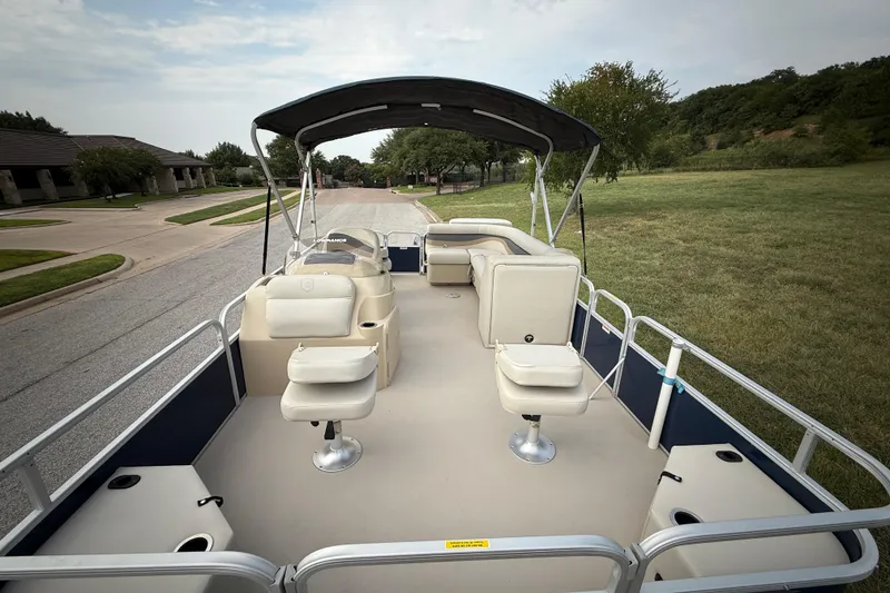 Slide: The Image of 2018 Sweetwater Sunrise 206 F pontoon boat with Yamaha motor and trailer. - 43
