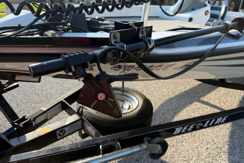 Slide: The Image of 2008 Bee Line 286 Pro Vee boat trailer with hitch and wiring details. - 23