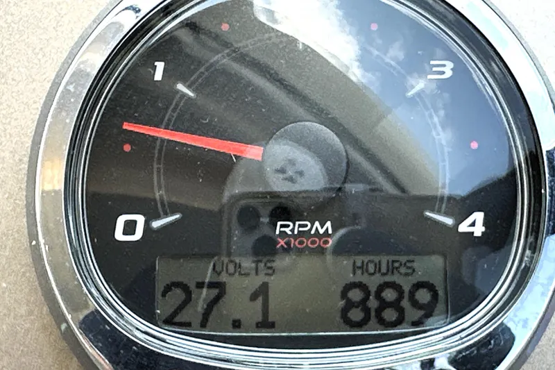 Slide: The Image of Luxurious interior of 2016 Prestige 550 yacht with leather sofa and scenic ocean view. - 44