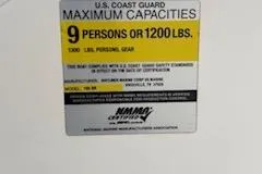 Slide: The Image of 2007 Bayliner 195 Fishing Ski capacity label, 9 persons or 1200 lbs, U.S. Coast Guard compliant. - 5