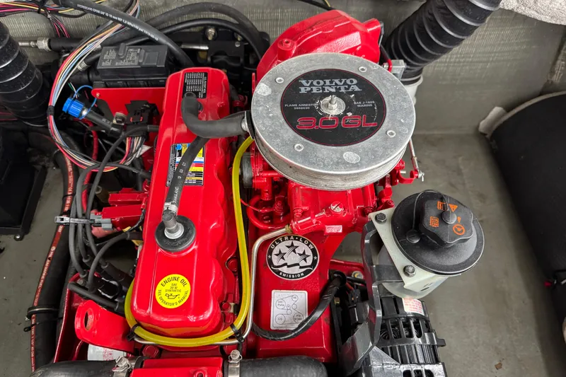 Slide: The Image of Engine of a 1997 Seadoo Challenger with Volvo Penta 3.0GL, detailed view. - 3
