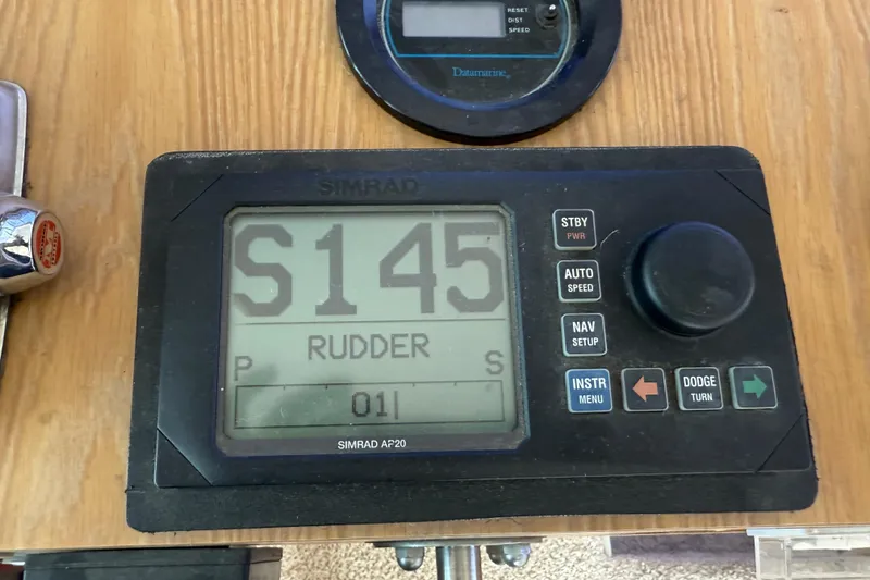 Slide: The Image of Simrad AP20 autopilot display on 1978 Bertram 42 Convertible boat. - 37