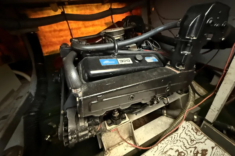 Slide: The Image of Engine of a 1978 Bertram 42 Convertible boat, showcasing mechanical components. - 43