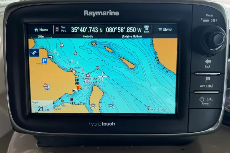 Slide: The Image of Raymarine GPS display on 2007 Sea Ray 260 Sundancer, showing Long Island Access Area map. - 10