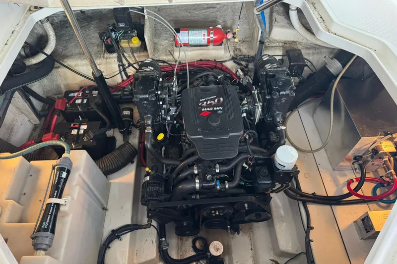 Slide: The Image of Engine compartment of a 2007 Sea Ray 260 Sundancer with MerCruiser 350 MAG MPI engine. - 37