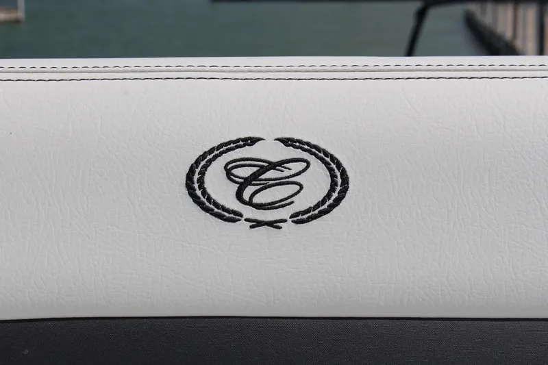 Slide: The Image of White leather seat with embroidered Cobalt logo, 2025 R8 model. - 44