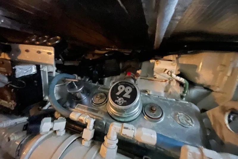 Slide: The Image of Engine compartment of a 1998 Sea Ray 480 Sedan Bridge boat. - 101