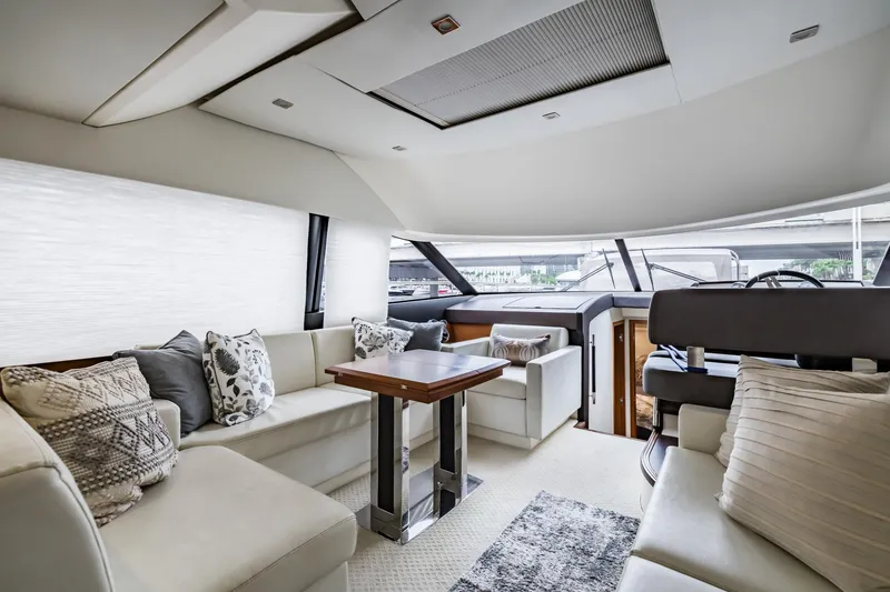 Slide: The Image of Luxurious interior of 2013 Prestige 500 Fly yacht with elegant seating and modern design. - 13