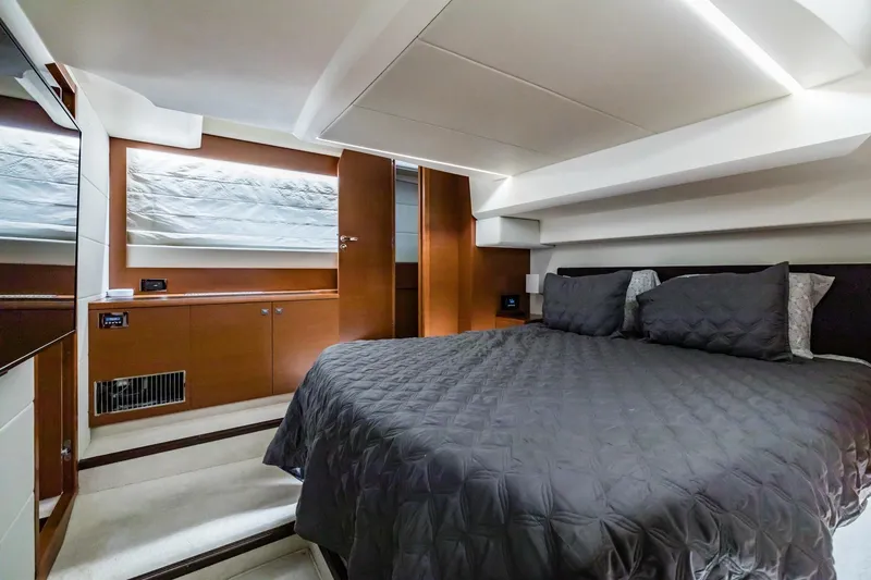 Slide: The Image of Luxurious bedroom interior of 2013 Prestige 500 Fly yacht with modern design. - 24