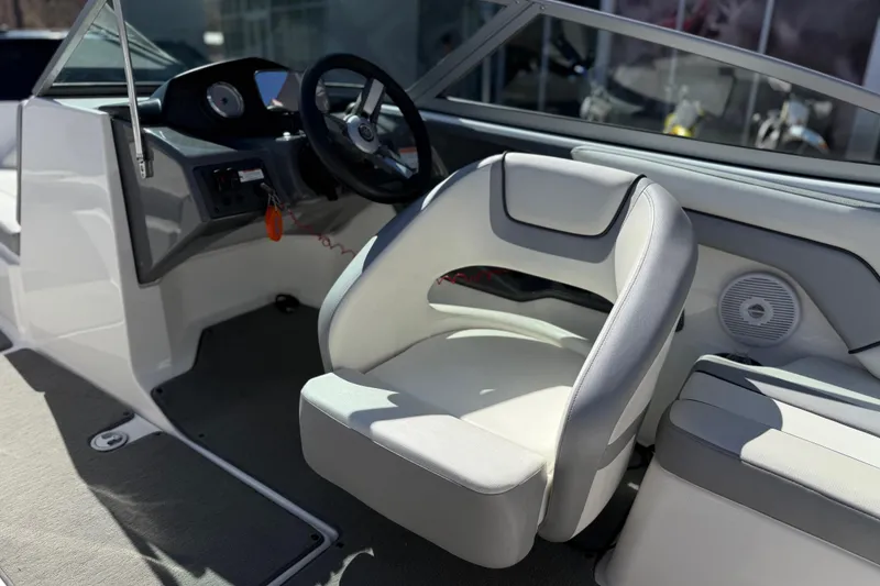 Slide: The Image of 2017 Yamaha Boats AR190 interior with steering wheel and seating. - 41