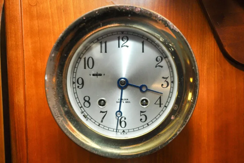 Slide: The Image of Vintage Chelsea ship's bell clock on 1986 Hinckley Sou'wester 51 yacht. - 101