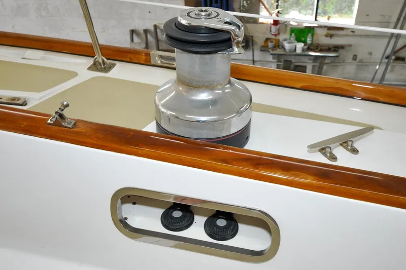 Slide: The Image of Hinckley Sou'wester 51 sailboat deck detail with winch, 1986 model. - 24
