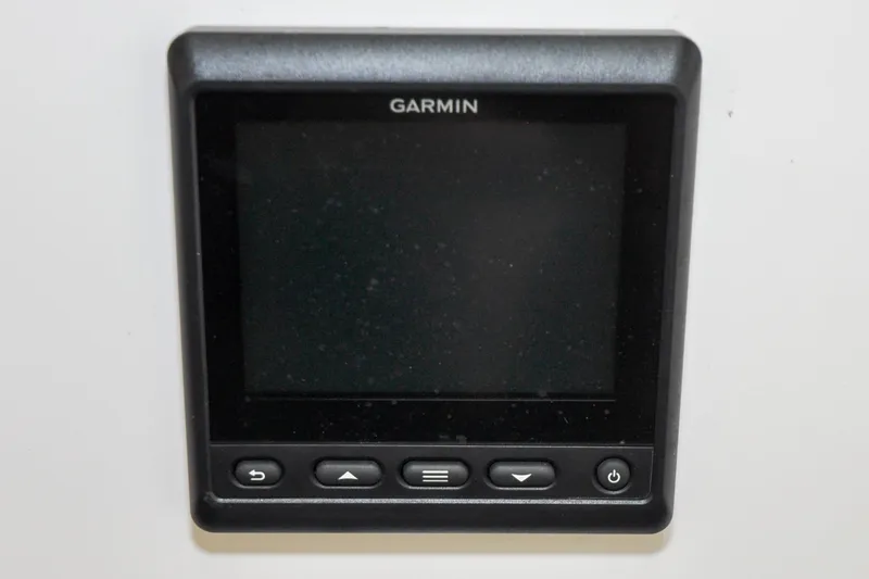 Slide: The Image of Garmin display panel on 1986 Hinckley Sou'wester 51 yacht, featuring navigation controls. - 50