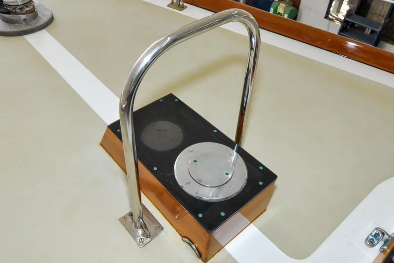 Slide: The Image of Stainless steel handrail on 1986 Hinckley Sou'wester 51 yacht deck. - 68