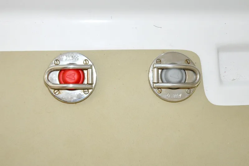 Slide: The Image of Stainless steel deck fittings on 1986 Hinckley Sou'wester 51 sailboat. - 61