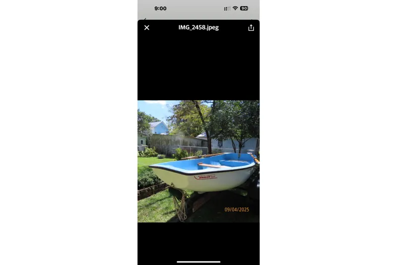 Slide: The Image of Sailboat in a backyard, Pacific Seacraft 34, 1993 model, sunny day. - 29