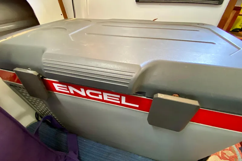 Slide: The Image of Engel cooler on 1977 Allied Princess Cutter boat interior. - 18