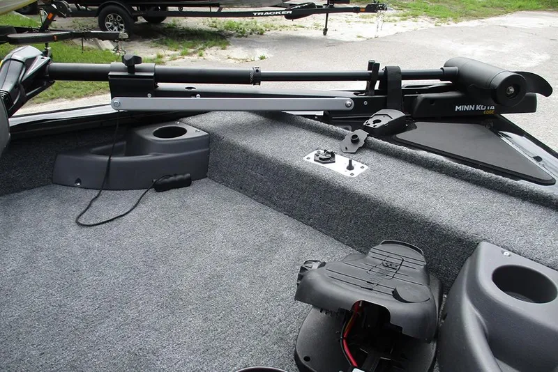 Slide: The Image of 2026 Tracker Pro Team 175 Crappie Edition boat interior with Minn Kota trolling motor. - 25