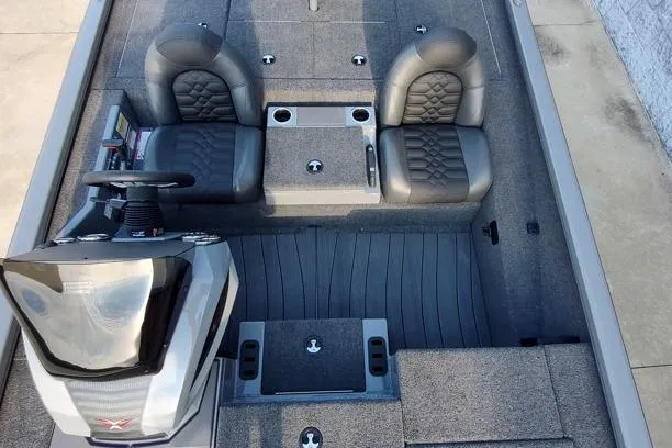 Slide: The Image of 2026 Vexus AVX1980 boat interior with dual seats and steering console. - 5