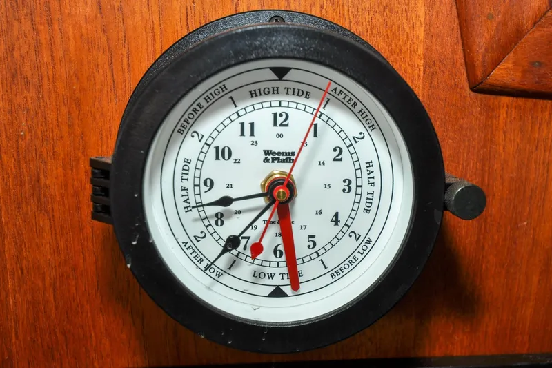 Slide: The Image of Weems & Plath tide clock on 1984 Sabre 38 MKI wooden panel. - 44