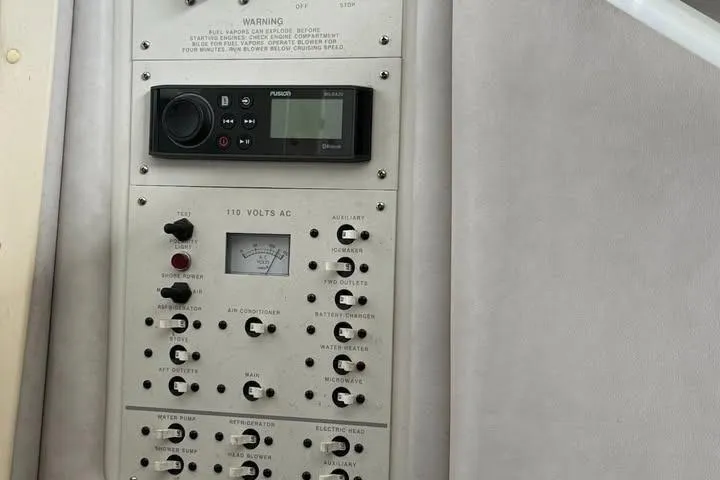 Slide: The Image of Electrical control panel on a 1994 Chris-Craft 322 Crowne boat. - 4