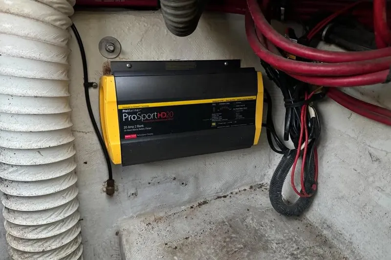 Slide: The Image of ProMariner ProSport HD20 charger in 1994 Chris-Craft 322 Crowne boat engine compartment. - 9