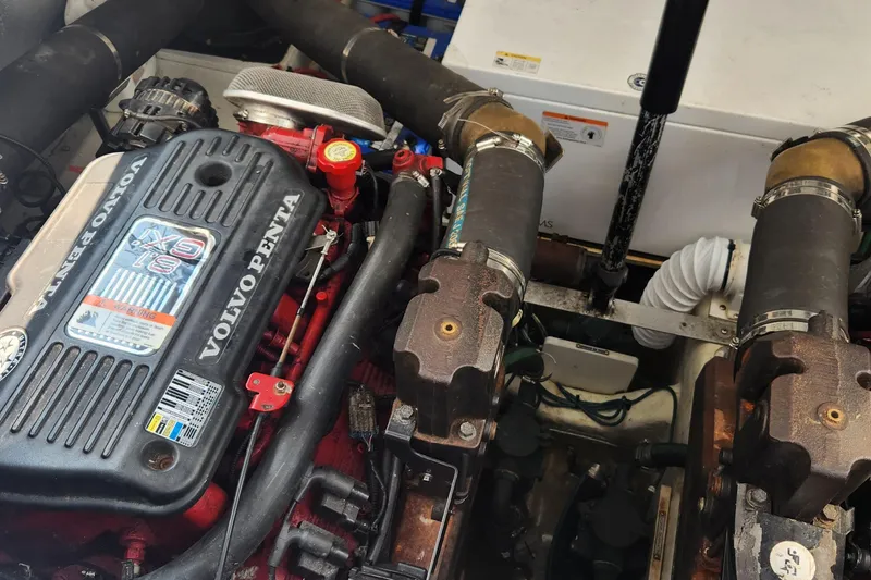 Slide: The Image of Engine compartment of a 2006 Larson 3700 Cabrio with Volvo Penta motor. - 23