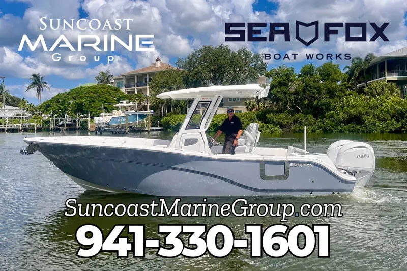 Slide: The Image of 2025 Sea Fox 268 Commander boat with twin Yamaha engines in Sarasota, FL. - 0