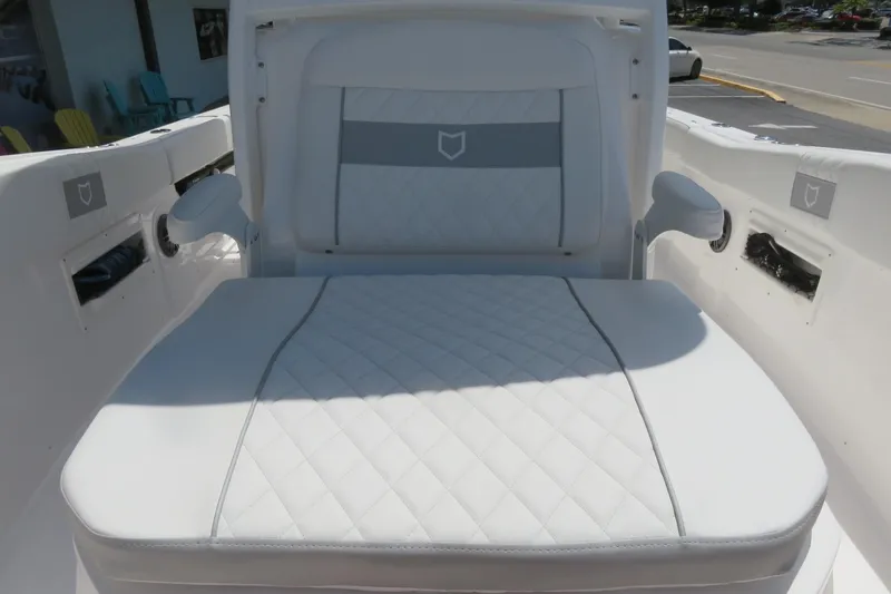 Slide: The Image of 2025 Sea Fox 268 Commander boat seating, white upholstery, Sarasota, FL. - 21