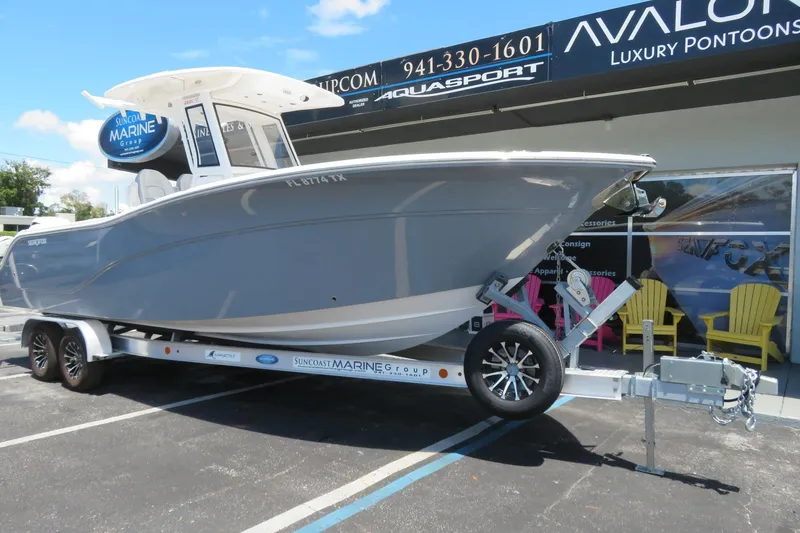 Slide: The Image of 2025 Sea Fox 268 Commander boat on trailer at Suncoast Marine, Sarasota, FL. - 4