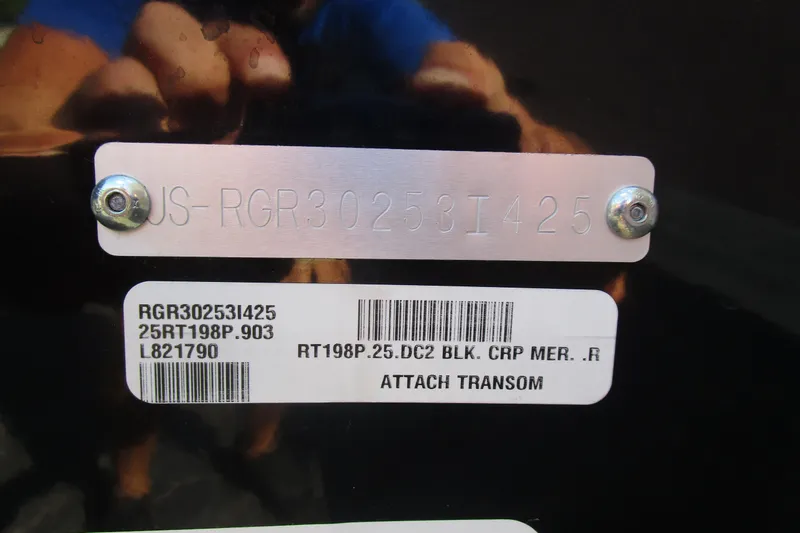 Slide: The Image of 2025 Ranger RT 198 P boat identification plate with serial numbers and barcode. - 16