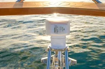 Slide: The Image of 2025 Hanover 387 Classic Luxury Edition yacht detail with ocean backdrop. - 14