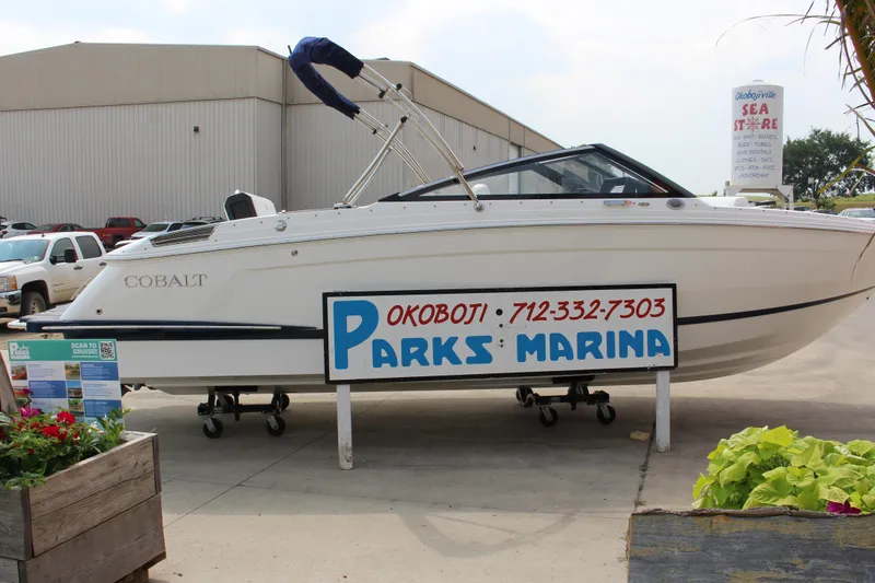 Slide: The Image of 2025 Cobalt R4 Surf boat displayed at Parks Marina, Okoboji. - 32