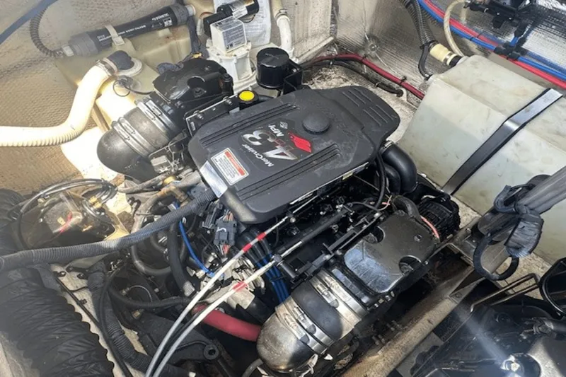 Slide: The Image of Engine compartment of a 2008 Regal 2860 Window Express boat. - 27