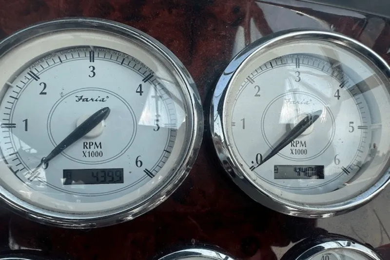 Slide: The Image of Close-up of Faria RPM gauges on a 2008 Regal 2860 Window Express boat. - 37